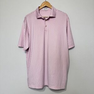 Peter Millar Polo Shirt Mens Large Pink Skull Crossbones Golf Summer Comfort
